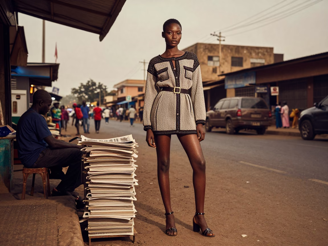 Accra Fashion Portrait at Honeyed Evening Light in in Accra, Ghana