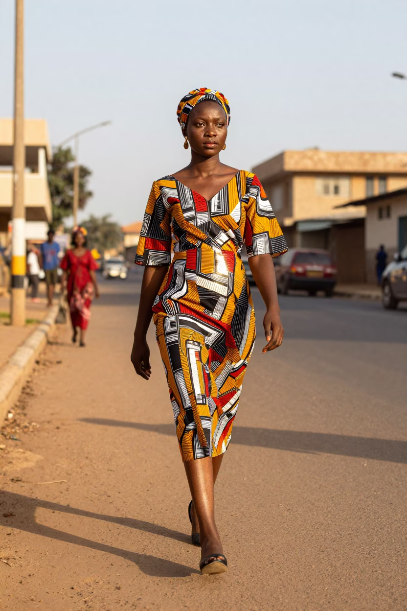Accra Fashion Scene at Clear Late-afternoon Light in in Accra, Ghana