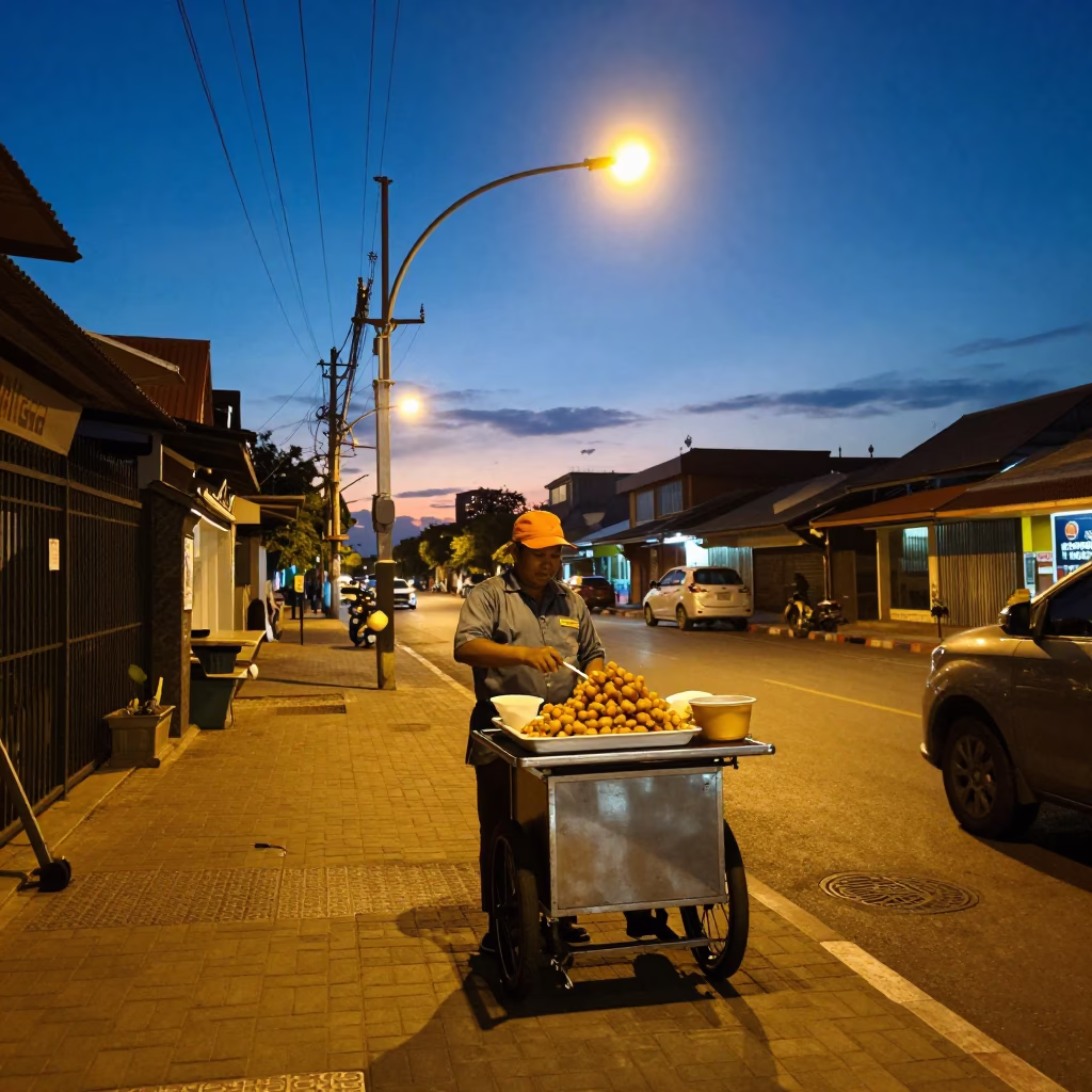 Accra Fritters in Chiang Mai at Indigo Twilight After Sunset in in Chiang Mai, Thailand