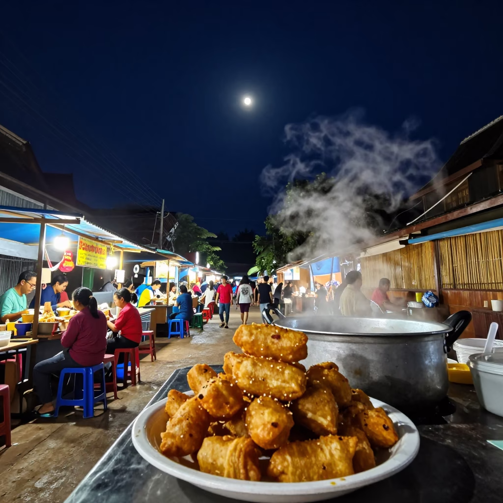 Accra Fritters in Luang Prabang at The Deepest Night Sky Light in in Luang Prabang, Laos