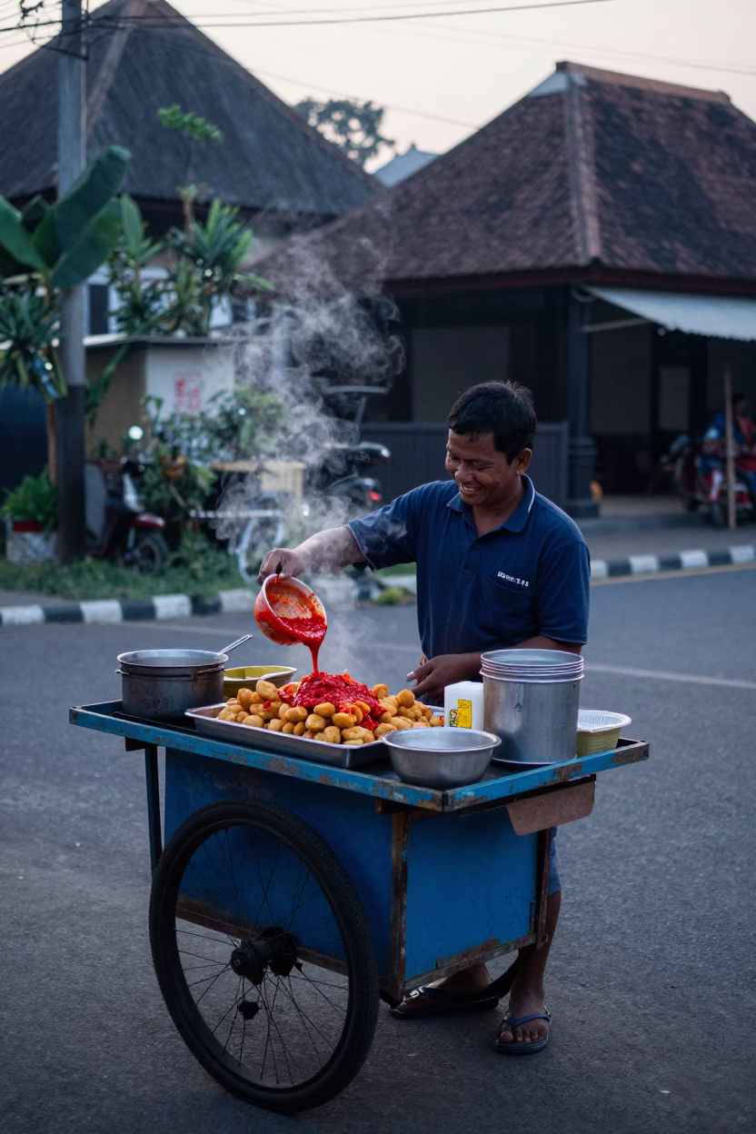 Accra Fritters in Yogyakarta at Sunrise Light in in Yogyakarta, Indonesia