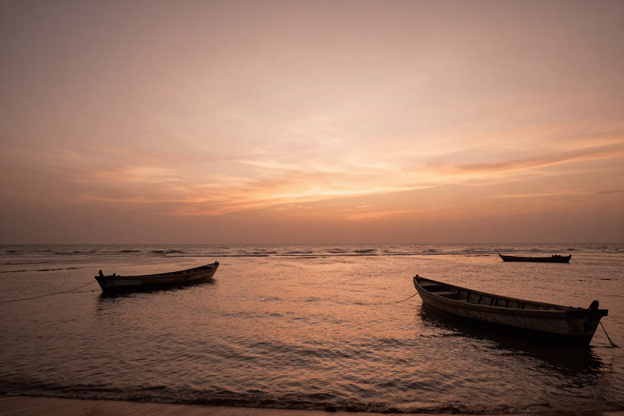 Accra Ghana Before Dusk Copper Light Coastal Landscape Horizon View in in Accra, Ghana