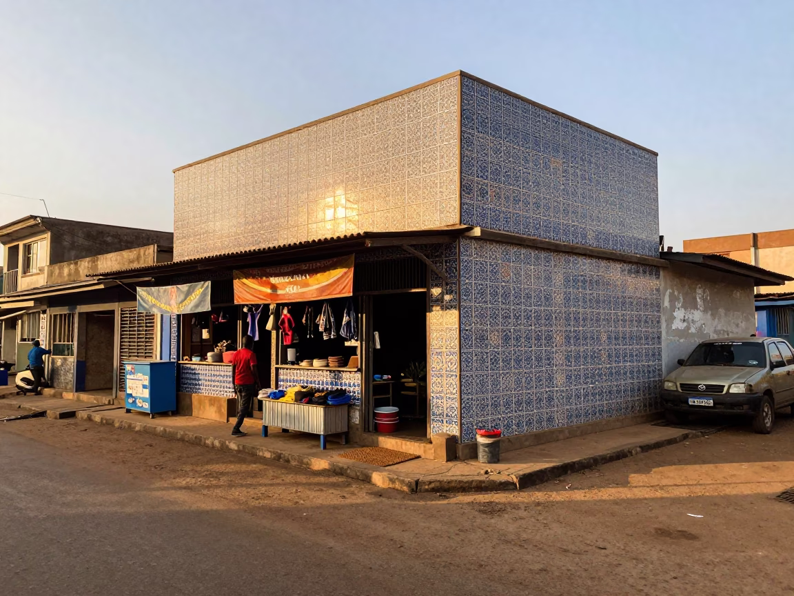 Accra Ghana Dawn Street Scene with Ceramic Tiles and Doormat in in Accra, Ghana
