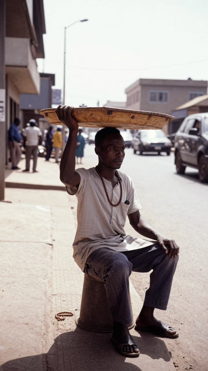 Accra Ghana Street Scene Noon Light with Prayer Beads and Bar Soap in in Accra, Ghana
