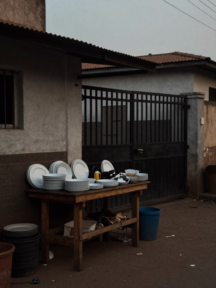 Accra Market Stall at The Predawn Darkness Light in in Accra, Ghana