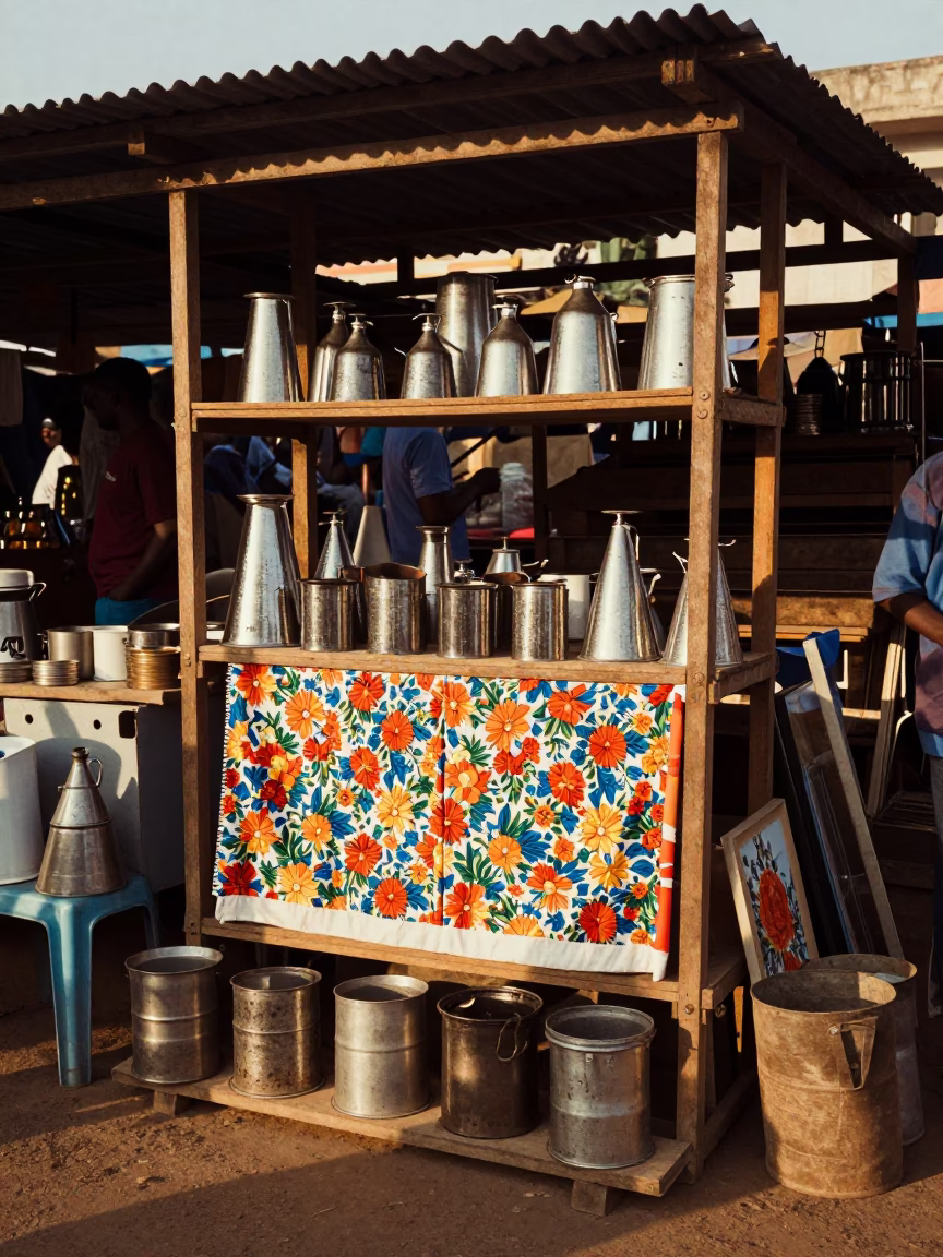 Accra Metal Fixtures at The Late Afternoon Light in in Accra, Ghana