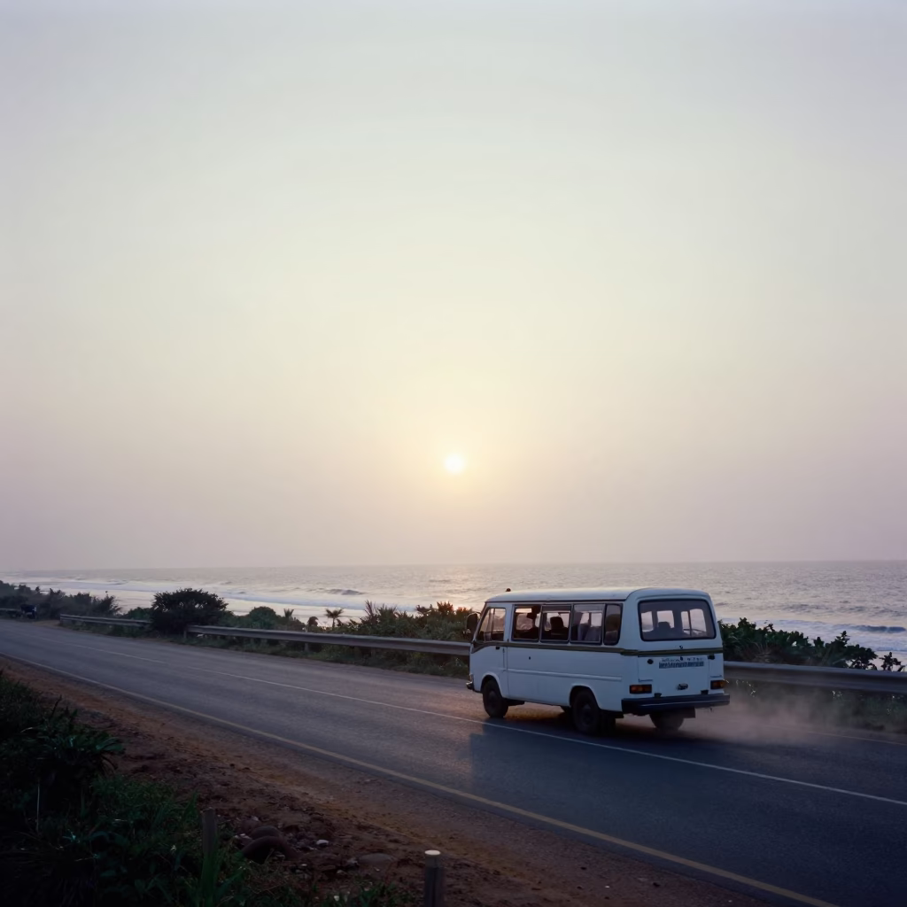 Accra Road Horizon at As First Light Reaches The Scene in in Accra, Ghana