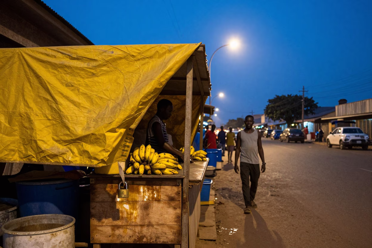 Accra Street Scene at Blue Hour in in Accra, Ghana