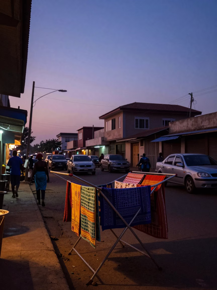 Accra Street Scene at First Light Of Dawn in in Accra, Ghana