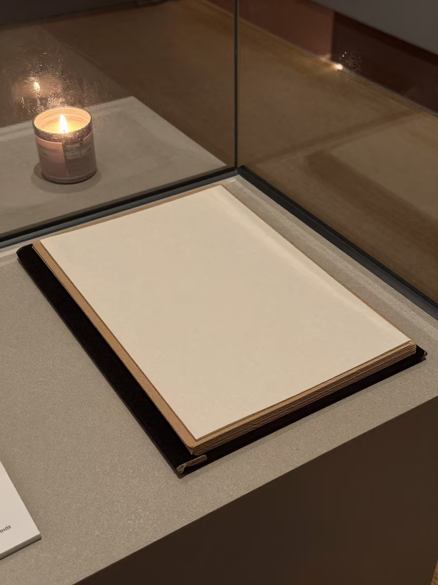 Acoustics Felt Folder on Museum Plinth Midnight in on a museum plinth near Old Montreal, Montreal