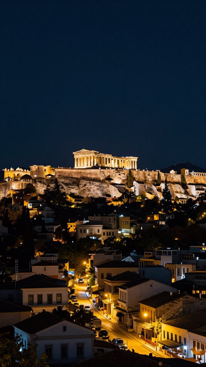 Acropolis And Plaka District in Athens in in Athens, Greece