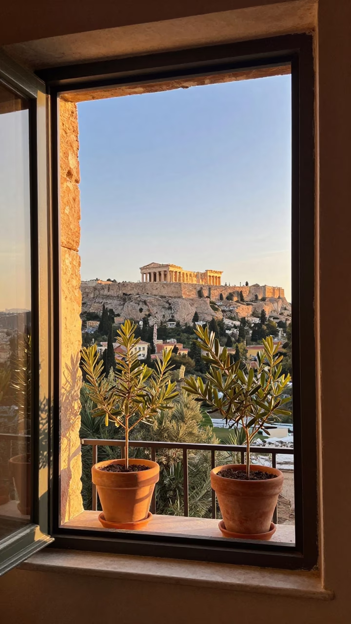 Acropolis From Athenian Balcony in Athens in in Athens, Greece