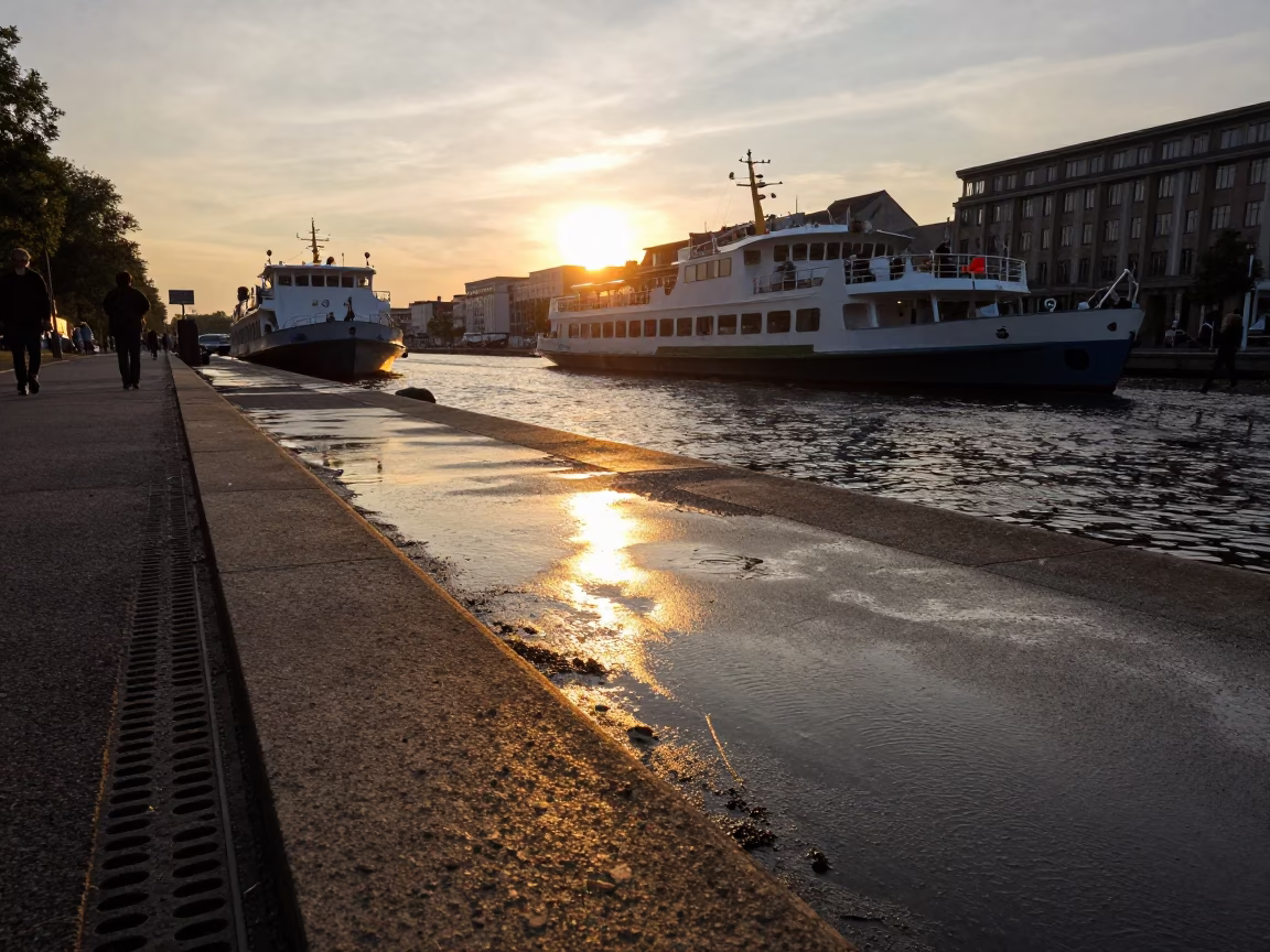 Across Drain in Berlin at Sunset Light in in Berlin, Germany
