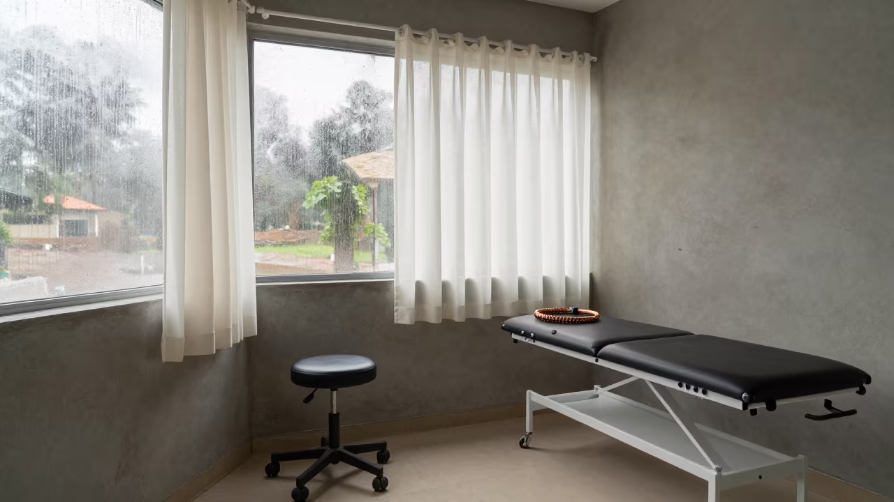 Addis Ababa Clinic Exam Room Morning Light in inside a rehabilitation gym in Addis Ababa