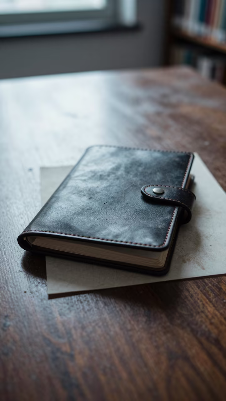Address Book on Blotter Desk in Morning Light in on a dusty library table in Managua