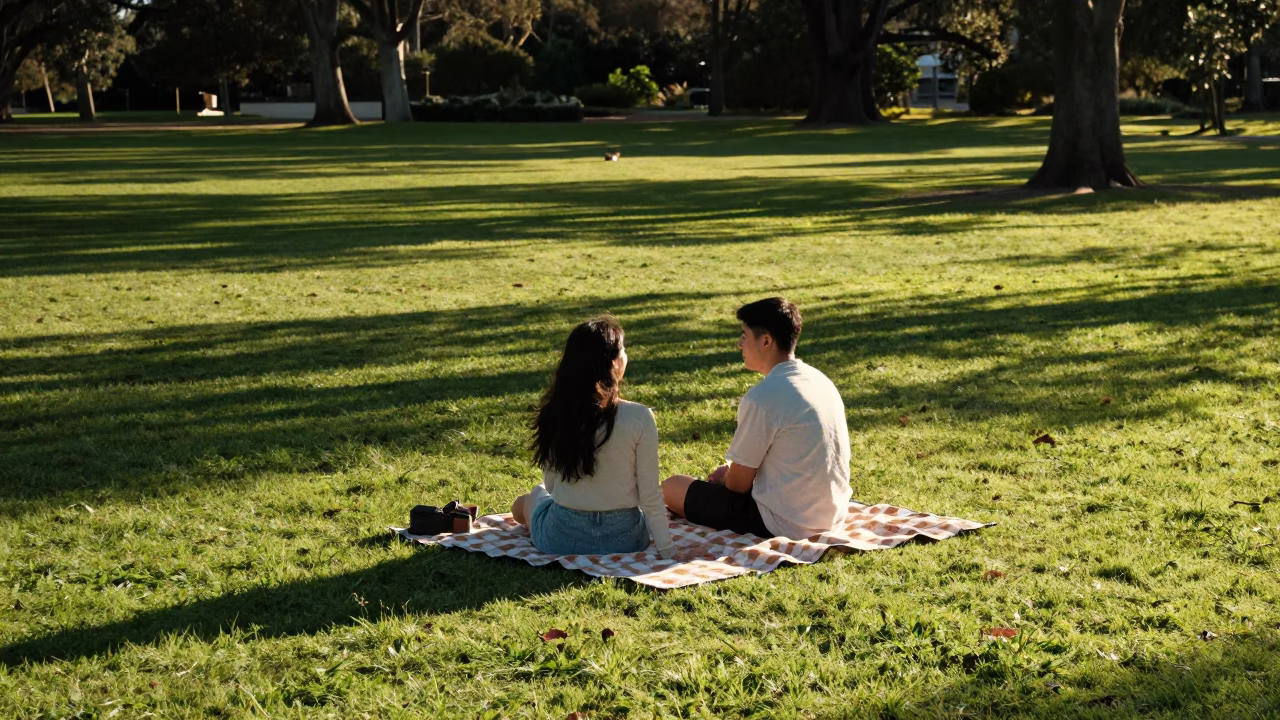 Adelaide Afternoon Picnic at The Late Afternoon Light in in Adelaide, South Australia, Australia