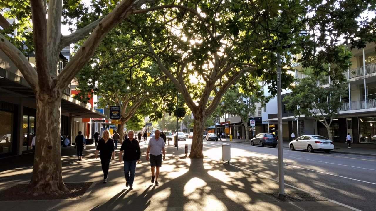 Adelaide City Afternoon Light and Street Life in South Australia in in Adelaide, South Australia, Australia