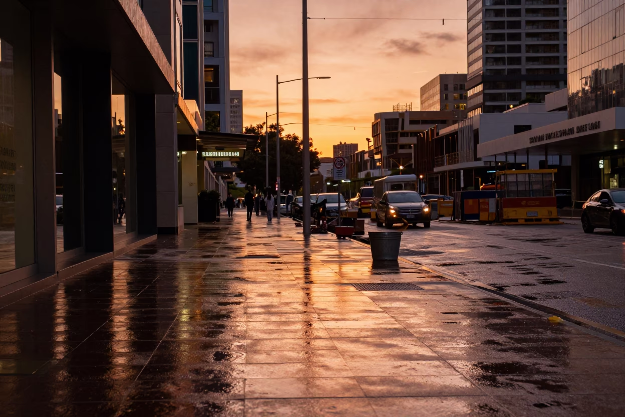 Adelaide Light Reflecting at Copper-toned Light Before Dusk in in Adelaide, South Australia, Australia