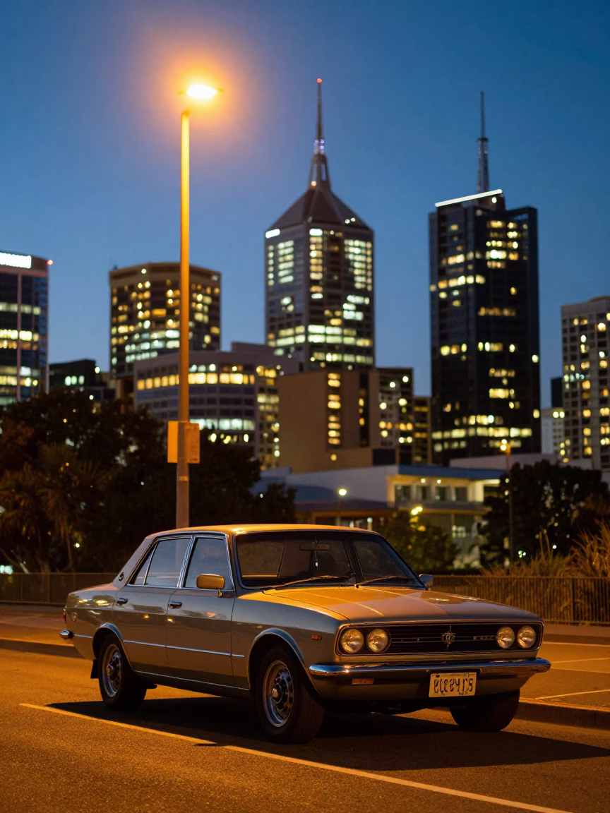 Adelaide Lights Glow at As City Lights Begin To Glow in in Adelaide, South Australia, Australia