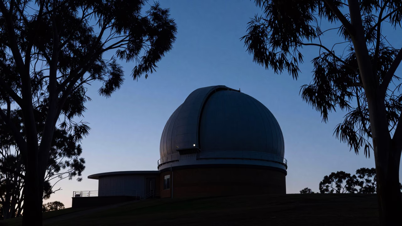 Adelaide Observatory Dome Silhouette at Blue Hour Twilight in South Australia in in Adelaide, South Australia, Australia