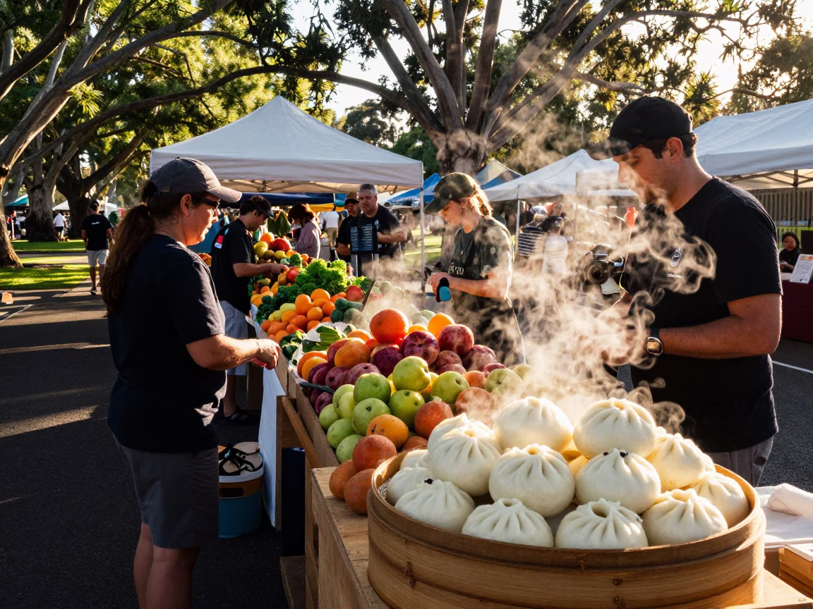 Adelaide Parklands Morning Market with Fresh Produce and Local Artisans in in Adelaide, South Australia, Australia