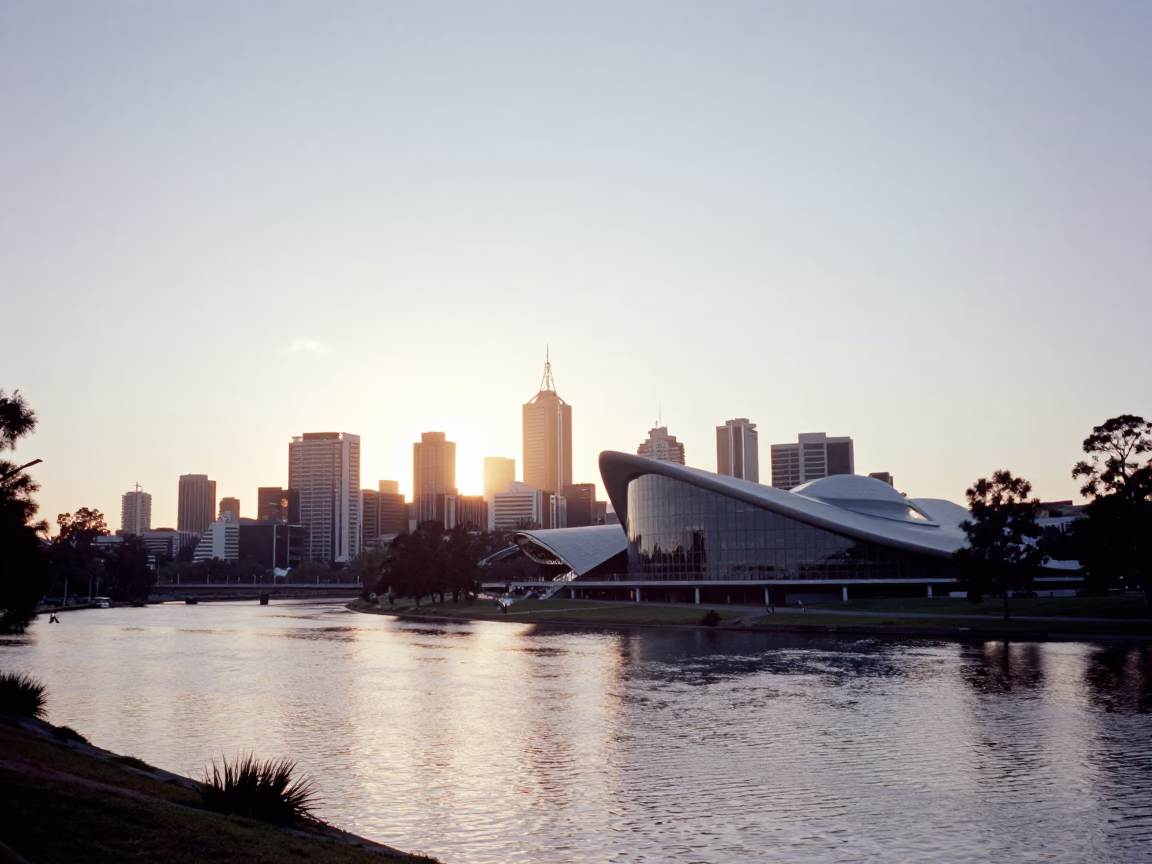 Adelaide River Torrens at As First Light Reaches The Scene in in Adelaide, South Australia, Australia
