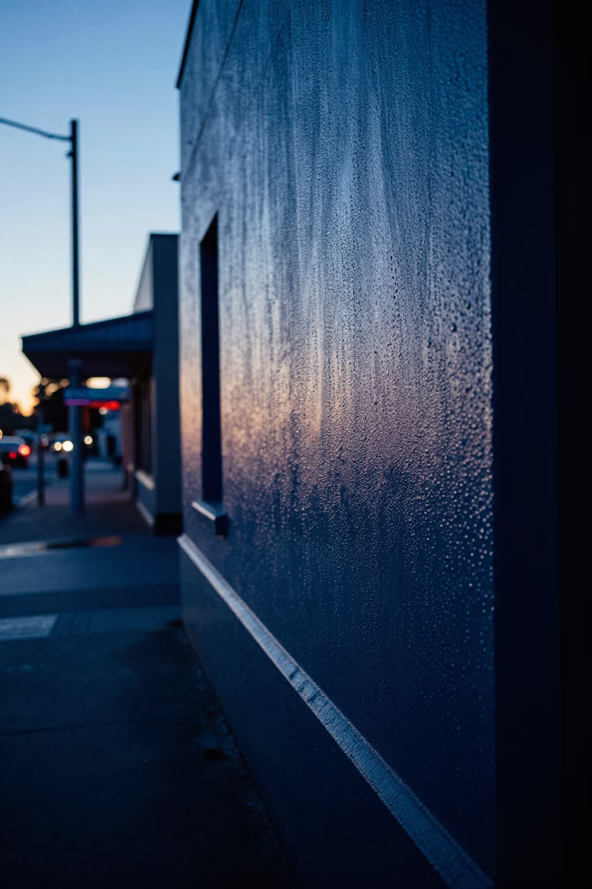Adelaide South Australia Pre-Dawn Street Scene with Condensation and Local Details in in Adelaide, South Australia, Australia