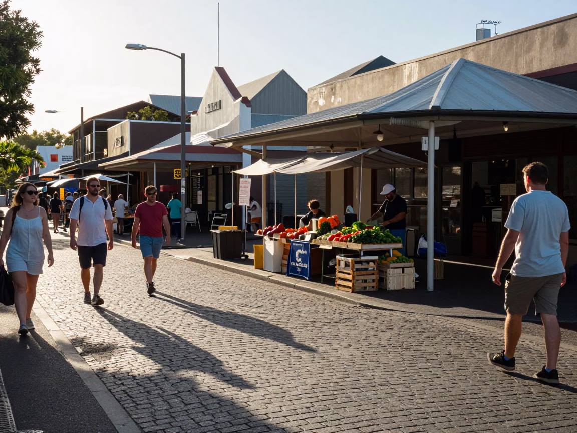 Adelaide Street Scene at Evening Light in in Adelaide, South Australia, Australia
