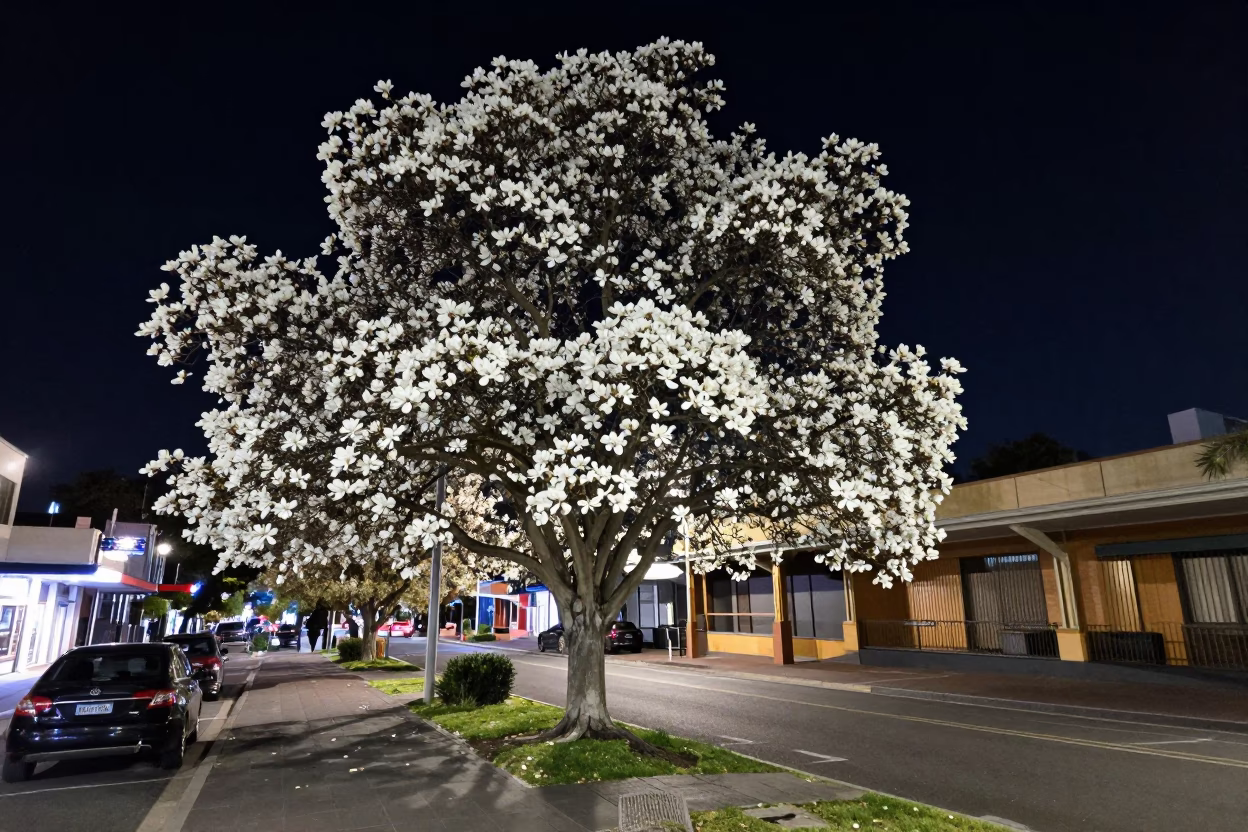Adelaide Street Scene at The Deepest Night Sky Light in in Adelaide, South Australia, Australia