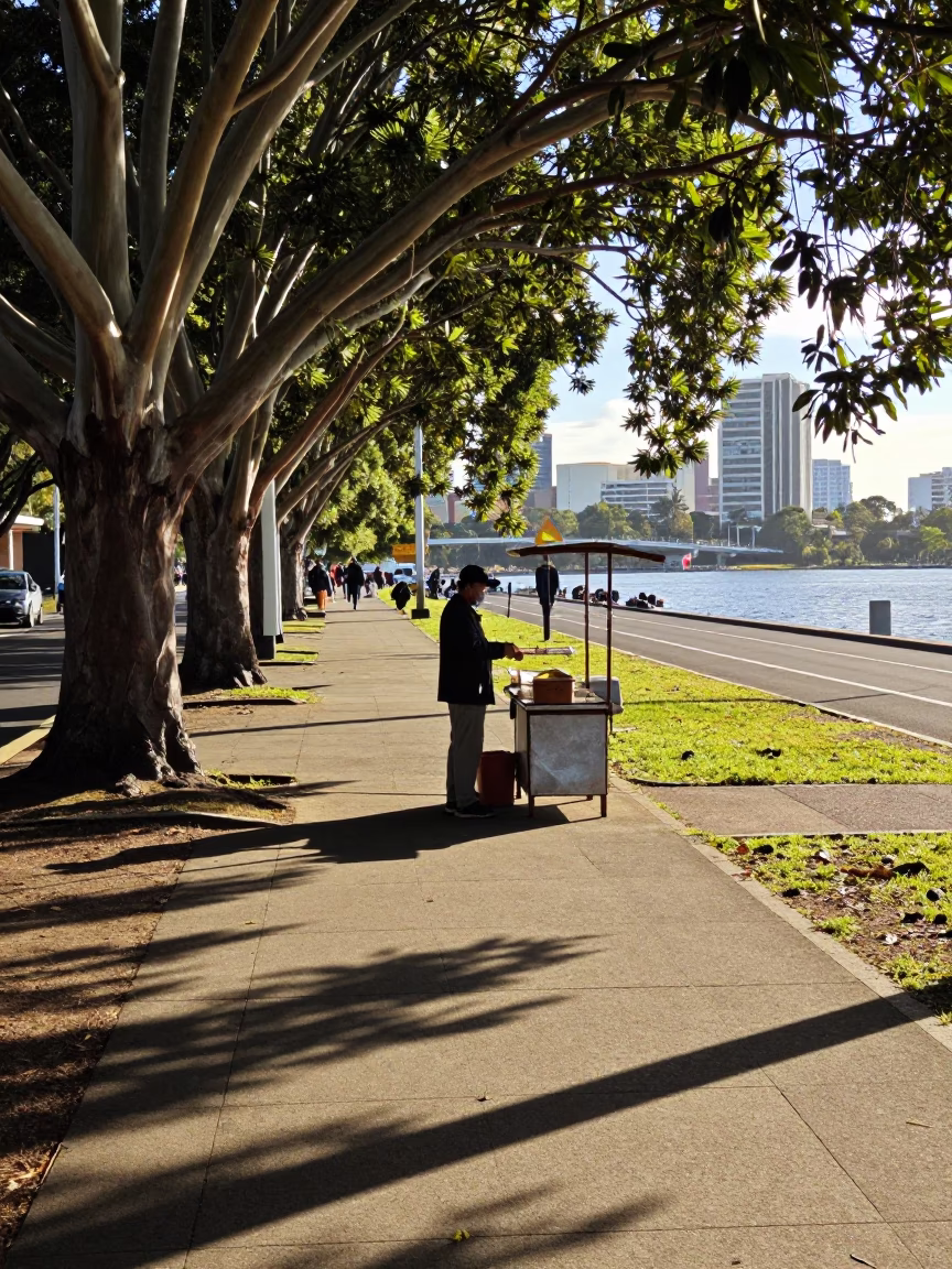 Adelaide Street Scene at The Early Afternoon Light in in Adelaide, South Australia, Australia