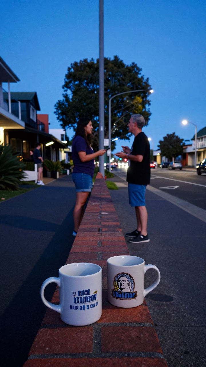 Adelaide Street Scene at The Last Blue Light Of Evening in in Adelaide, South Australia, Australia