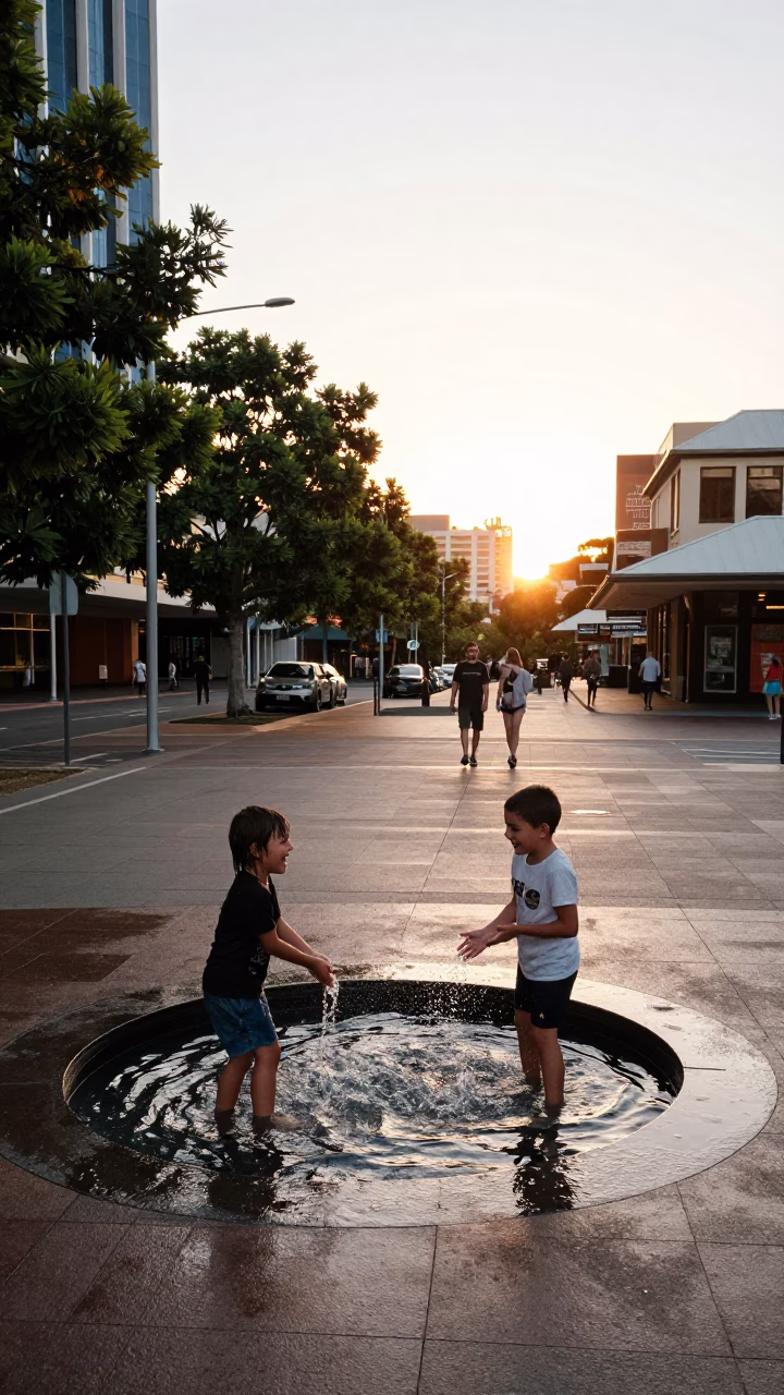 Adelaide Street Scene at The Late Afternoon Light in in Adelaide, South Australia, Australia