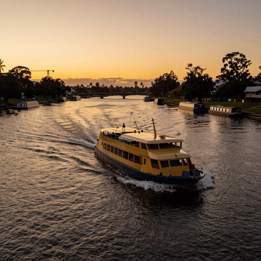 Adelaide Water Taxi Navigating 's River Torrens in in Adelaide, South Australia, Australia