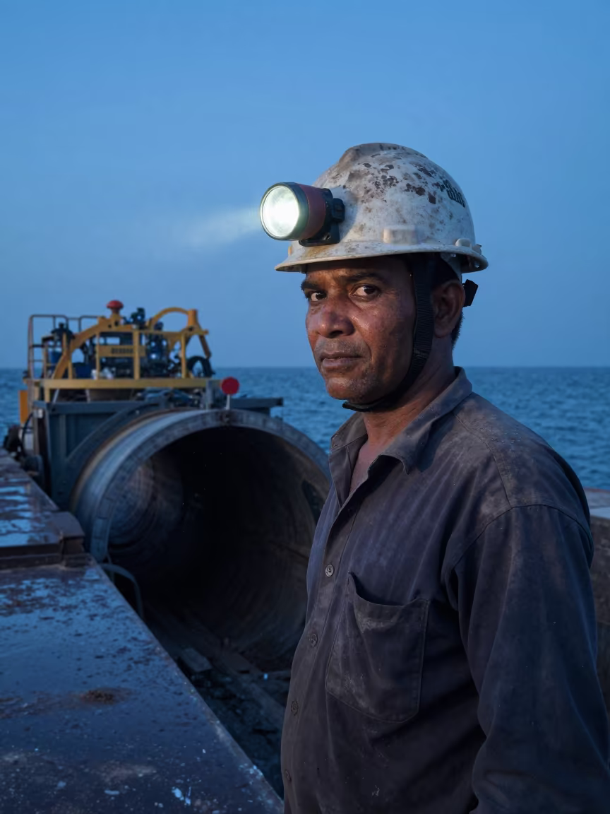 Aden Tunnel Borer Portrait Blue Hour Sea Spray in in Aden