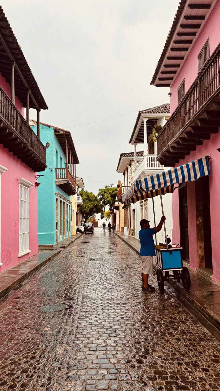 Adjusting Awning in Cartagena in in Cartagena, Colombia