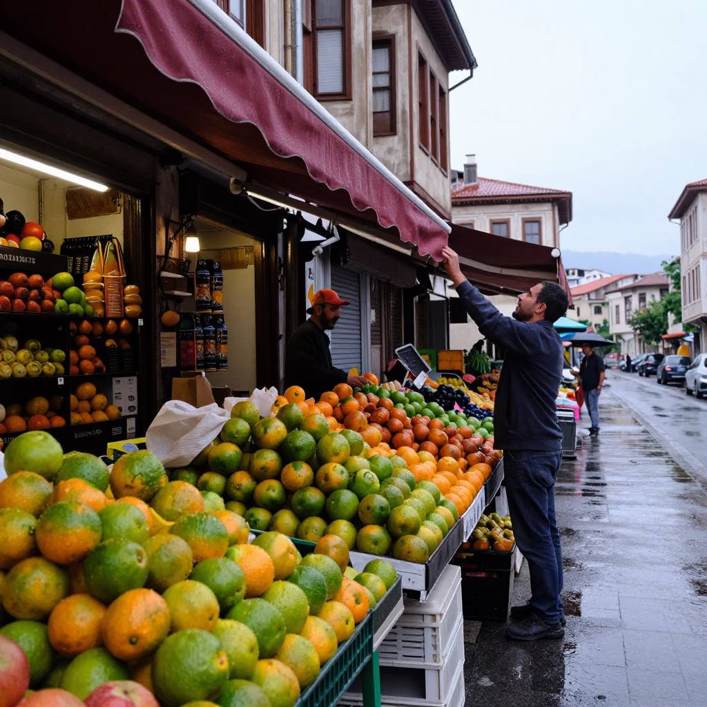 Adjusting Awning in Izmir in in Izmir, Turkey