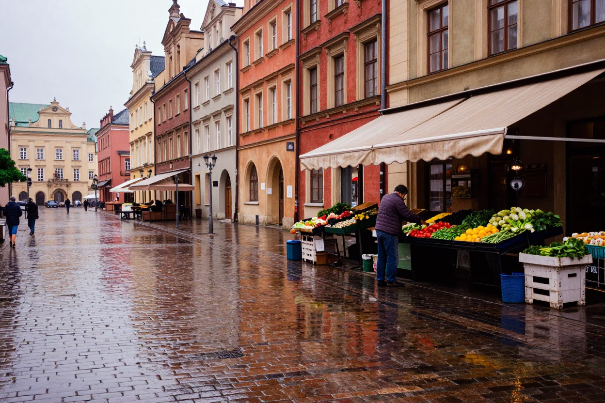 Adjusting Awning in Krakow in in Krakow, Poland