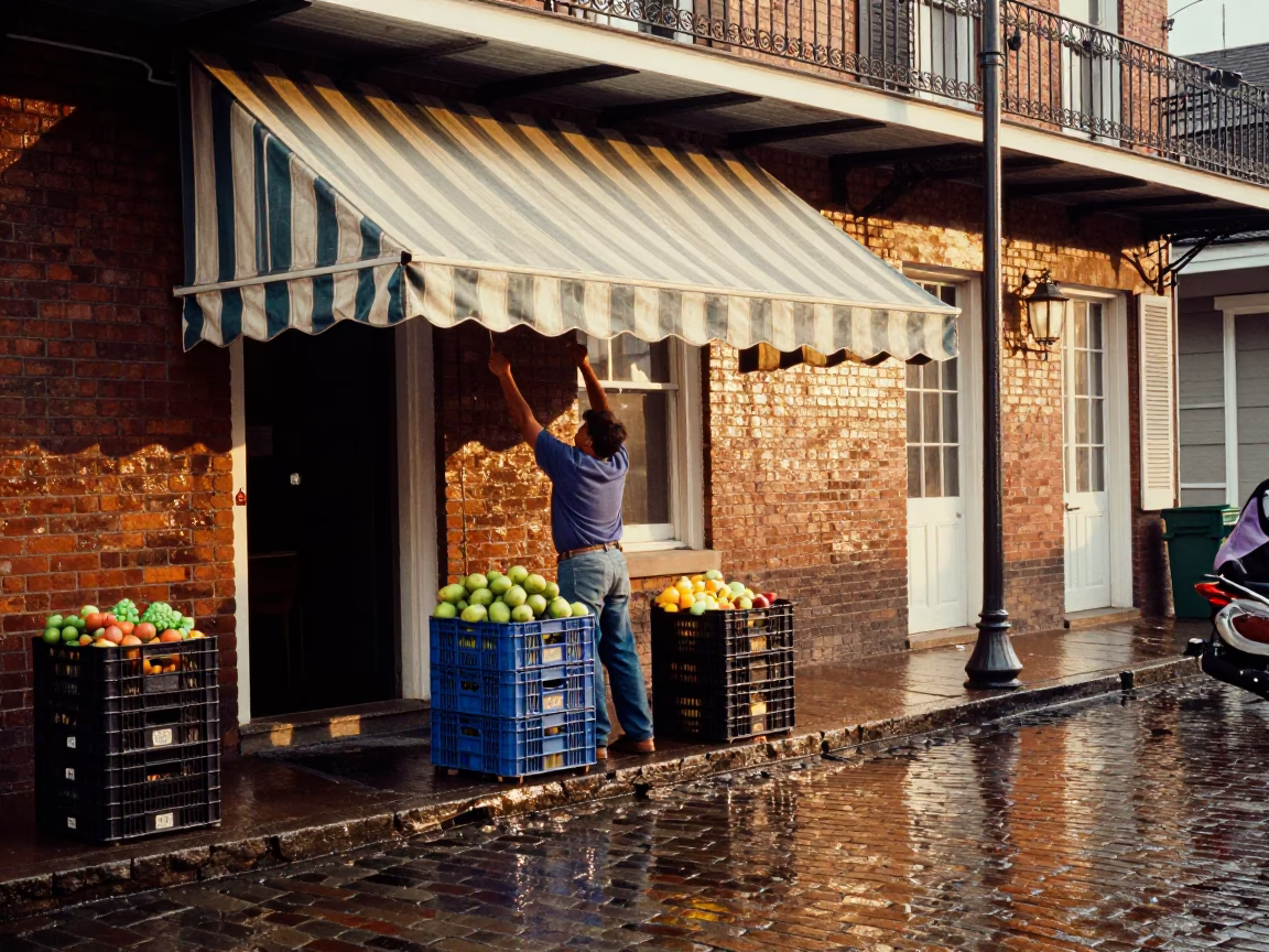 Adjusting Awning in New Orleans in in New Orleans, Louisiana, United States