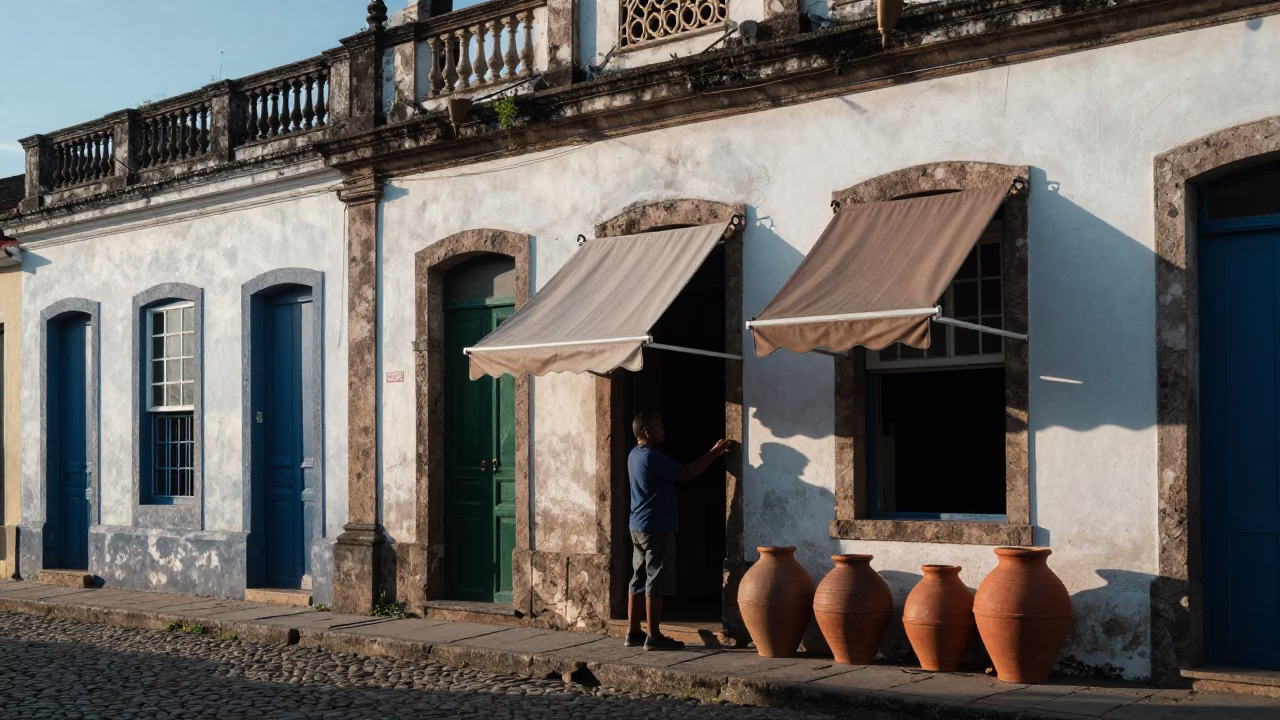 Adjusting Awning in Salvador in in Salvador, Brazil