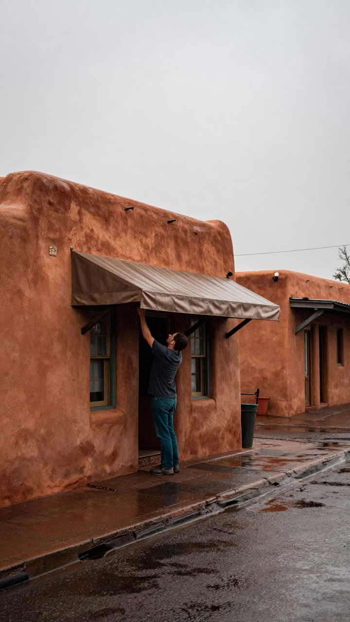 Adjusting Awning in Santa Fe in in Santa Fe, New Mexico, United States
