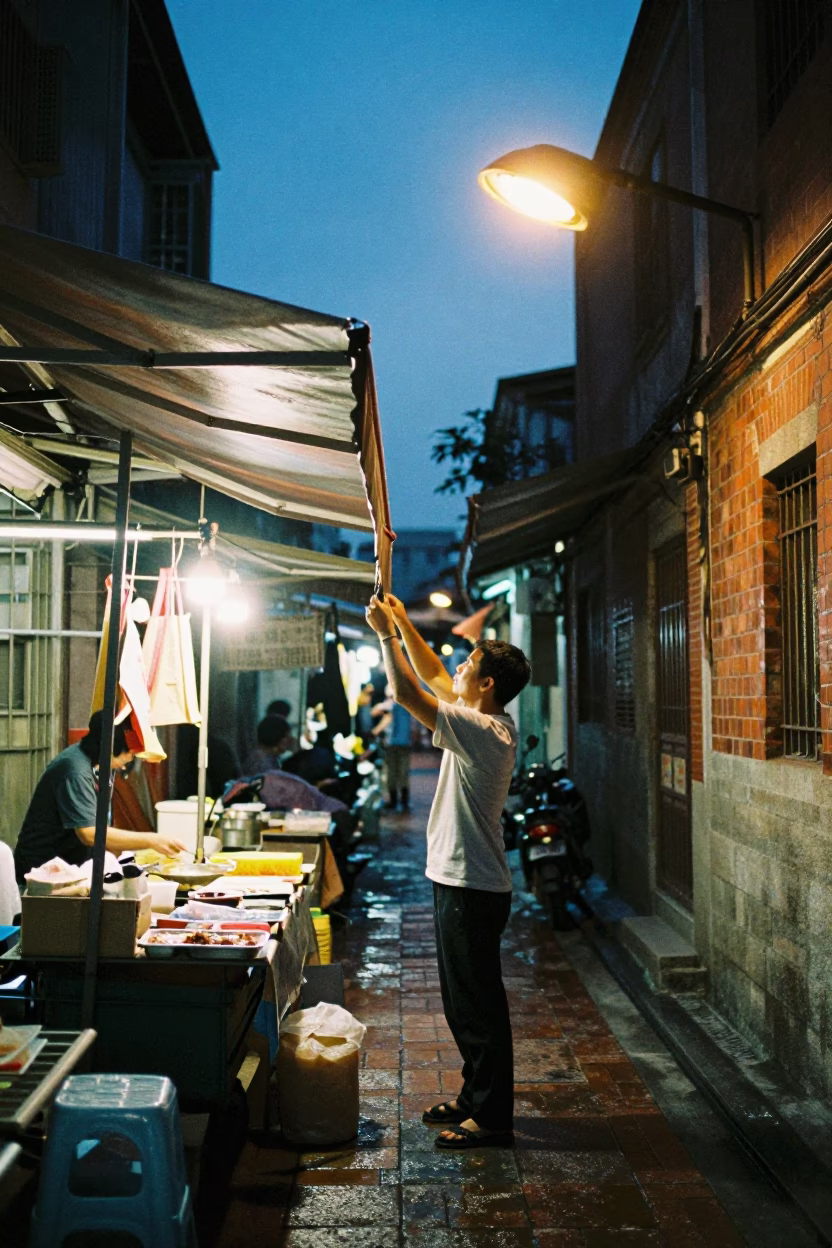 Adjusting Awning in Tainan in in Tainan, Taiwan