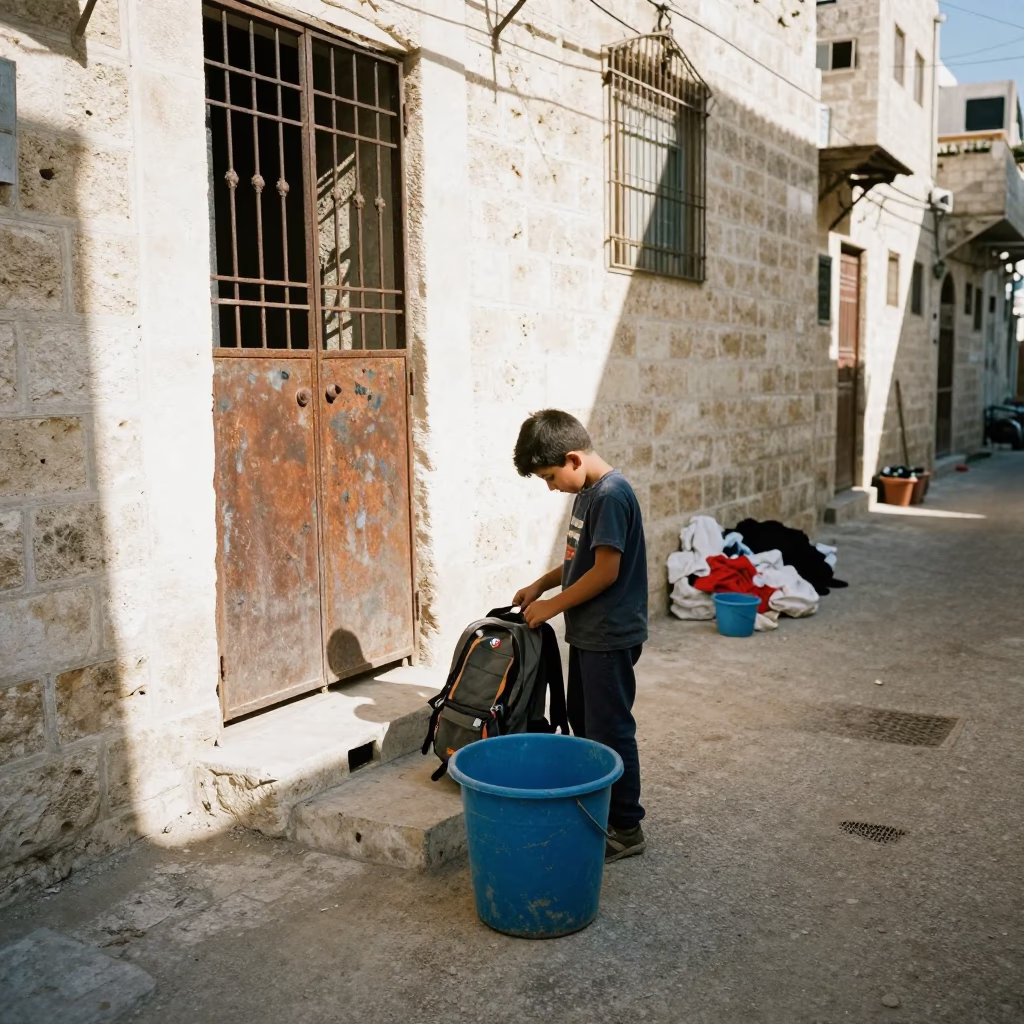 Adjusting Backpack in Amman in in Amman, Jordan