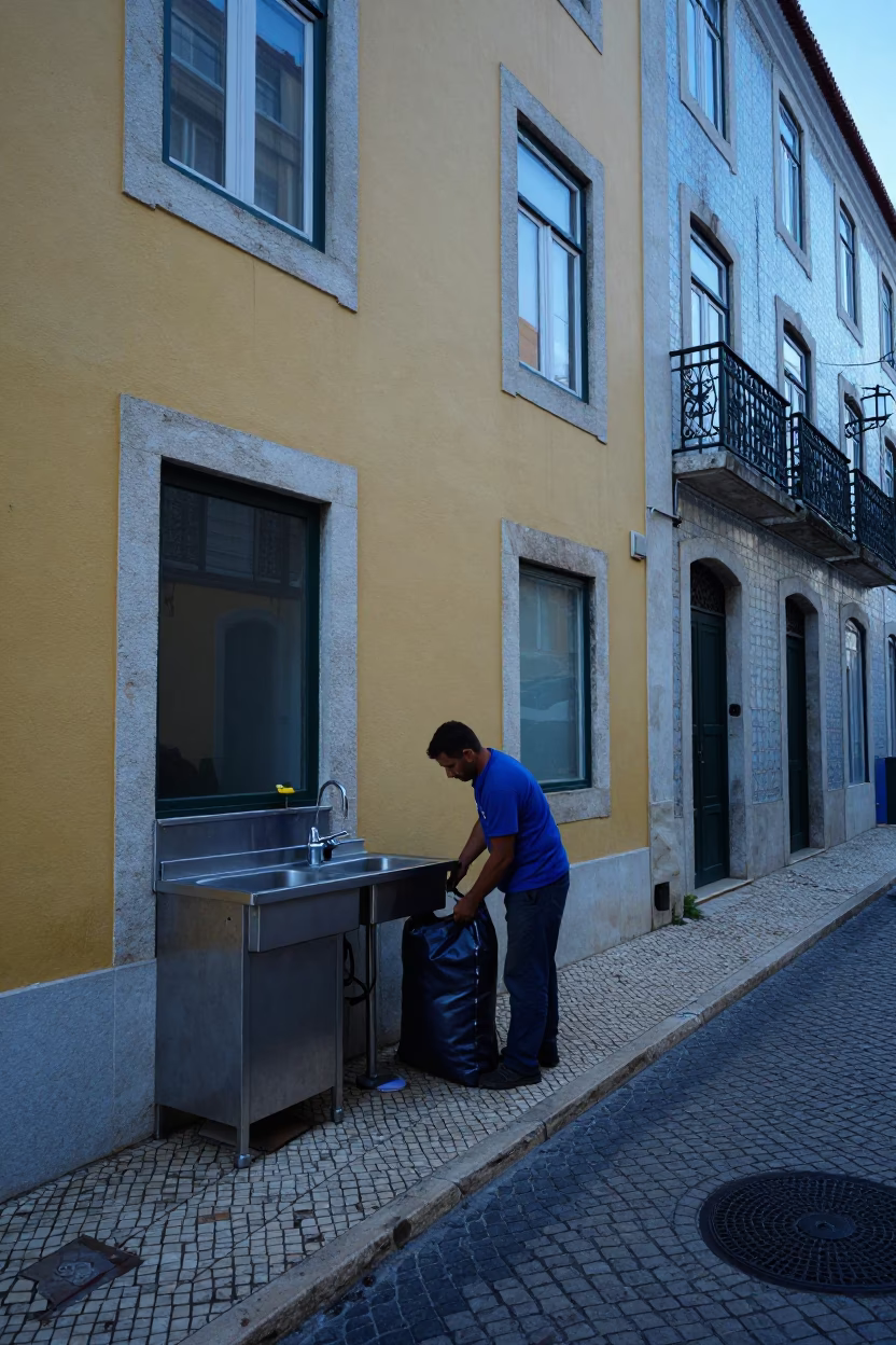 Adjusting Bag in Lisbon in in Lisbon, Portugal