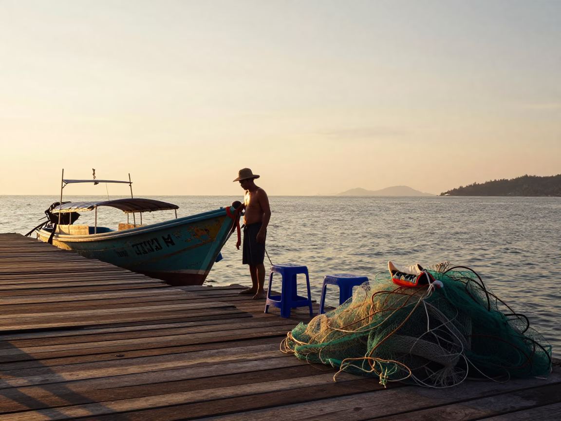 Adjusting Boat in Phuket in in Phuket, Thailand