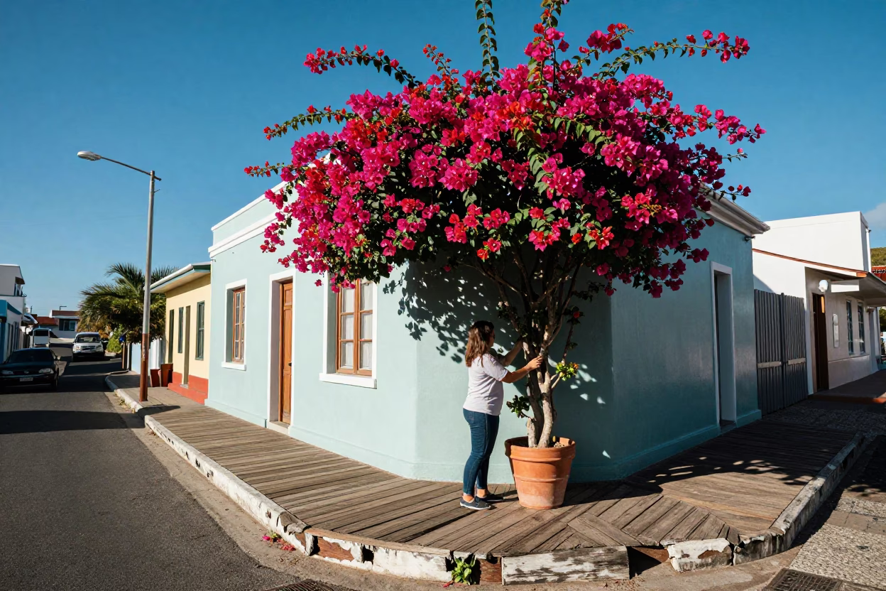 Adjusting Bougainvillea in Cape Town in in Cape Town, South Africa