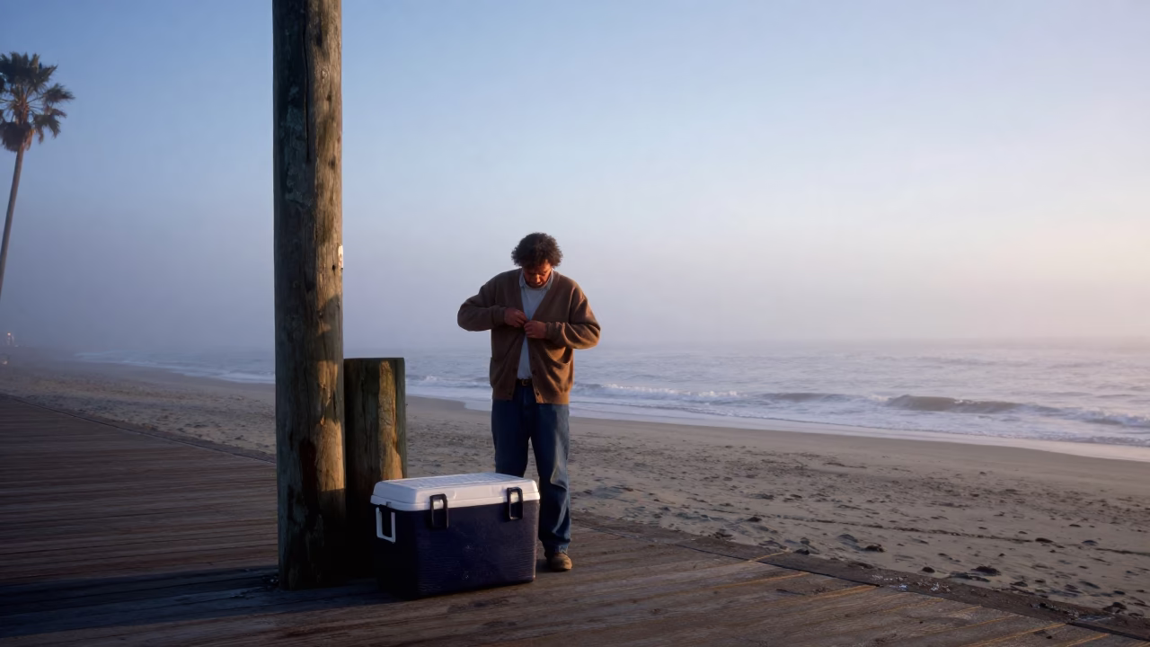 Adjusting Cardigan in San Diego in in San Diego, California, United States