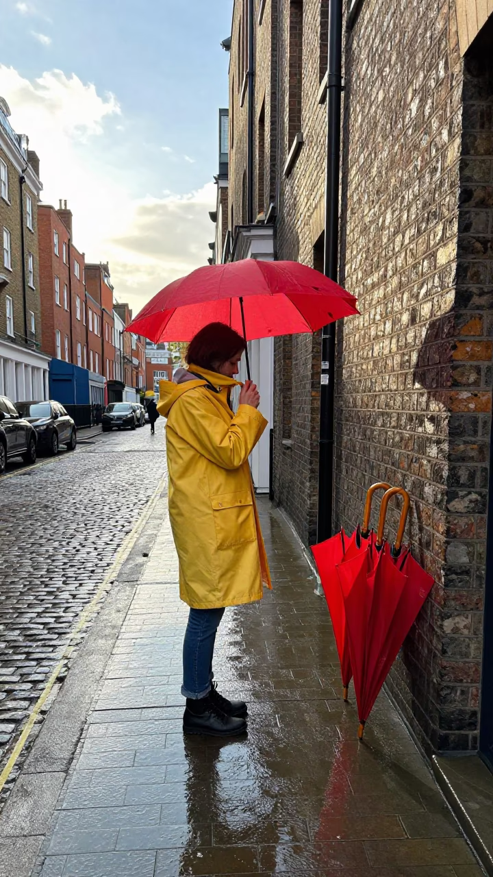 Adjusting Coat in London in in London, United Kingdom