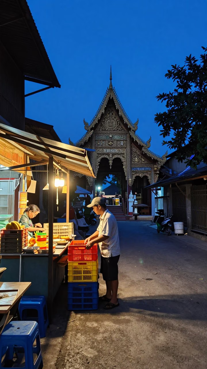 Adjusting Crates in Chiang Mai in in Chiang Mai, Thailand