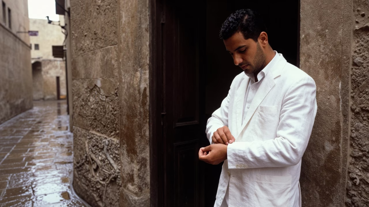 Adjusting Cufflinks in Cairo in in Cairo, Egypt