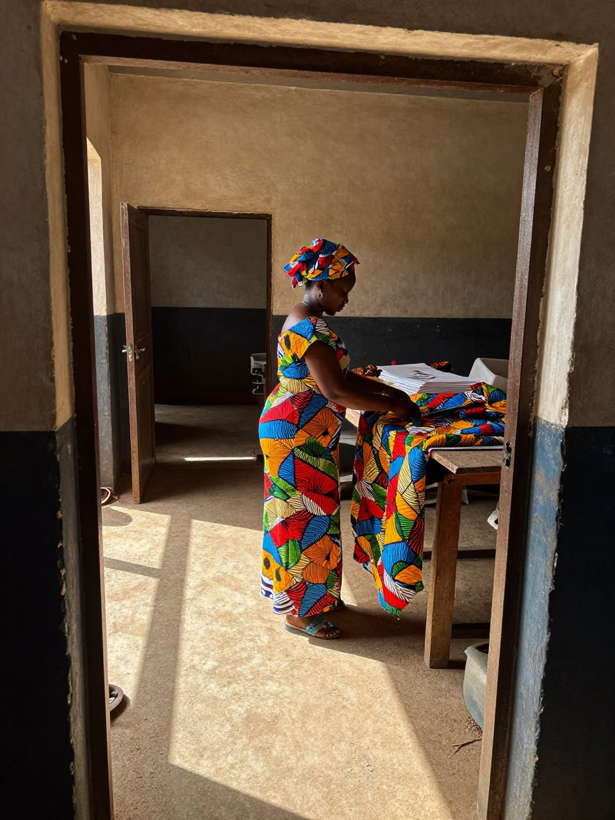 Adjusting Fabrics in Dakar in in Dakar, Senegal